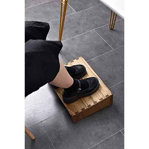 Kirigen Wood Under-Desk Foot Rest with Hight Adjustment -Portable Ergonomic Footrest Support Improves Posture and Circulation - Desk Foot Stool Elevate Foot Leg Wooden Dark Brown,TT-DBR