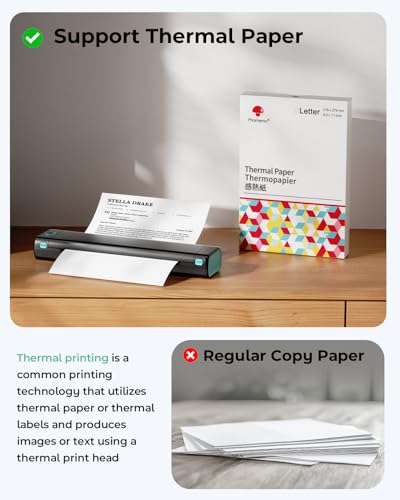 Phomemo M08F Inkless Thermal Portable Printer with Case & 10 Sheets - Black