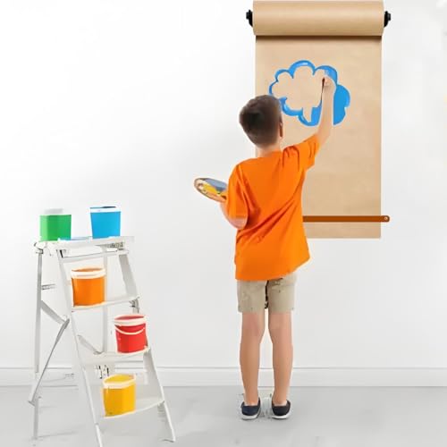 18-Inch Kraft Paper Dispenser Wall Mount with 100 Ft Roll - Black Wall Mount & Leather Strap
