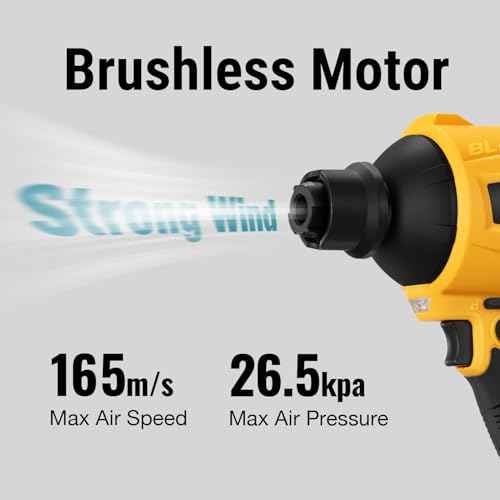 Cordless Air Pump Air Duster Compatible with Dewalt 20V Battery(Tool Only), Handheld Brushless Compressed Air Mattress Pump Air Blower w/ 3 Speeds & 7 Nozzles & 336MPH for Home Cleaning, Outdoor