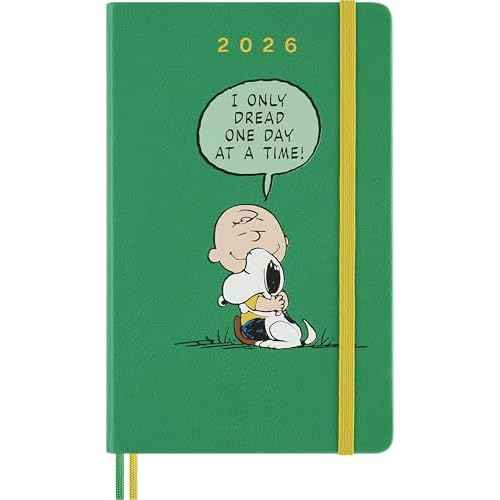 Moleskine Limited Edition Peanuts 'Charlie & Snoopy' 12 Month 2026 Daily Planner, Hard Cover, Large (5" x 8.25"), Emerald Green, 400 pages