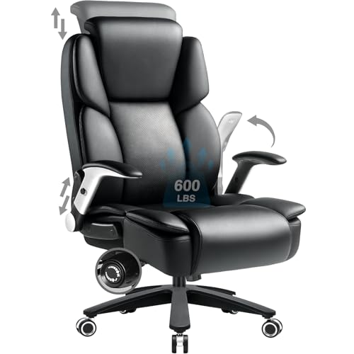 Zonelucky Black Heavy-Duty Big & Tall Office Chair, 600 lb Rated Ergonomic Desk Chair
