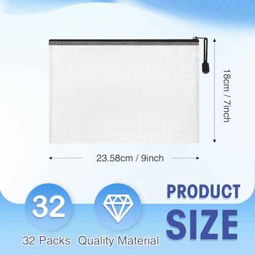Jetec 32 Pcs Mesh Zipper Bags Toy Storage Bikini Organizer Bag Bolsas Para Guardar Trajes De Ba?o Waterproof Zipper Reusable Pouch Puzzle Multipurpose for Storage Office(Black,9 x 7 Inch)