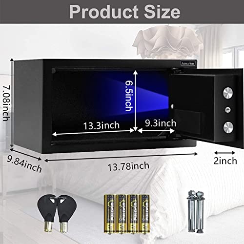 JUGREAT Safe Box with Sensor Light,Electronic Digital Security Safe Steel Construction Hidden with Lock£¬Wall or Cabinet Anchoring Design for Home Office Hotel Business 0.55 Cubic Feet Black