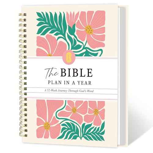 The Bible in a Year: A 52-Week Study Bible Study Guide, Spiral Bible Journal with Thick Paper & Hard Cover for Women | Ideal for Daily Devotions, Group Study, Home/Church