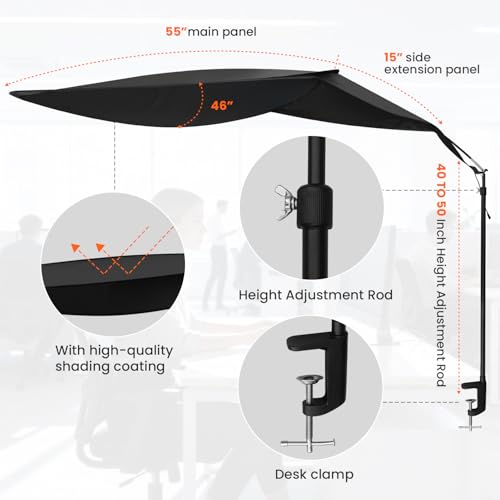 Stayden Black Office Cubicle Shade 65-inch Light Blocker & Privacy Screen