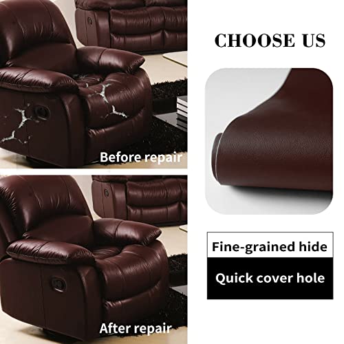 Leather Repair Patch, 35X79 Inch Self Adhesive Leather Repair, Large Vinyl Patch Tape for Couches, Furniture, Car Seats, Cabinets, Wall, Handbags £¨Brown, 35X79 Inch£©