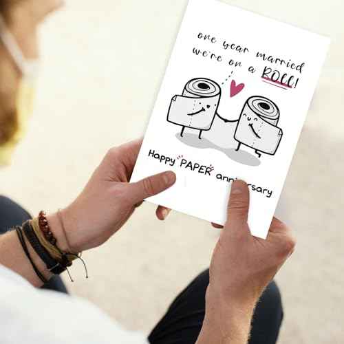 Happy 1st Anniversary Wedding Gifts for Him Her, Funny Paper Anniversary Cards for Wife Husband, Romantic 1 Year Anniversary Card for Couple, First Aday Day Gifts