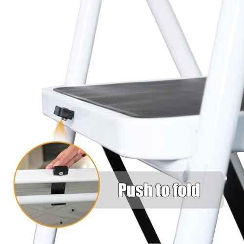 Big Red 2 Step Ladder, 400 lbs Ergonomic Folding Stool with Anti-Slip Pedal, Step Stool with Padded Handle for Kitchen, Household, Offices, ATRJZ9022BR, Torin
