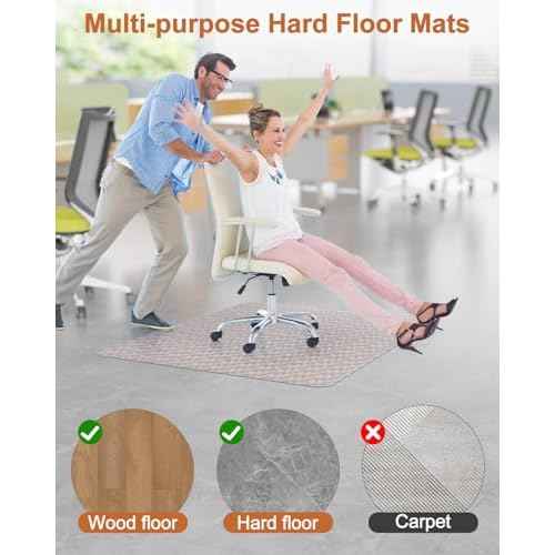 Blvornl Large Office Chair Mat for Hardwood Floor, Rolling Chair Chair Mat for Hard Wood, Large Anti-Slip Hard Floor Protector, Heavy Duty Computer Desk Rug for Office and Home 53"*45"