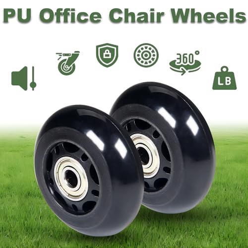 3in PU Caster Wheels for Chairs & Carts – 75mm Diameter, 24mm Wide, M8 Shaft – 4 Pack (Juvielich 3 in)