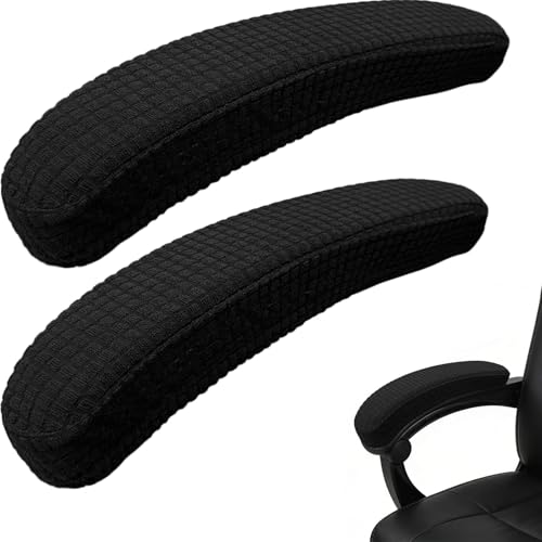 Melaluxe Black Office Chair Armrest Covers, Stretchable Washable Protector, Removable & Elastic for Desk & Gaming Chairs