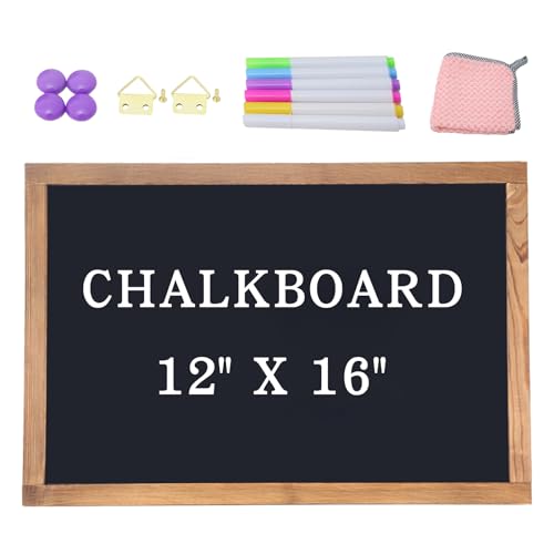 Magnetic Chalkboard for Wall Rustic Wood Framed Decorative Blackboard Sign for Kids Hanging Chalkboard for Home, Office, Restaurant 12" x 16"