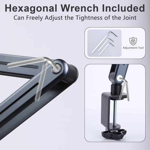 ASIEIT Book Stand with Clamp, Acrylic Desk Clamp Book Holder, 360¡Æ Cookbook Stand for Kitchen, Recipe Book Stand, Height and Angle Adjustable, Foldable and Portable for Office, Bible,Magazine,Laptops