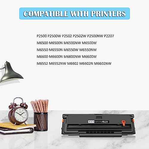 Compatible PB-211 PB211 PB 211 PB-211EV PB 211EV Toner Cartridge 1600 Pages for P2500W P2502W P2207 M6550 M6500NW M6550NW M6600 M6600NW M6602NW M6552 M6552NW M6602N Printers (Black,2-Pack)