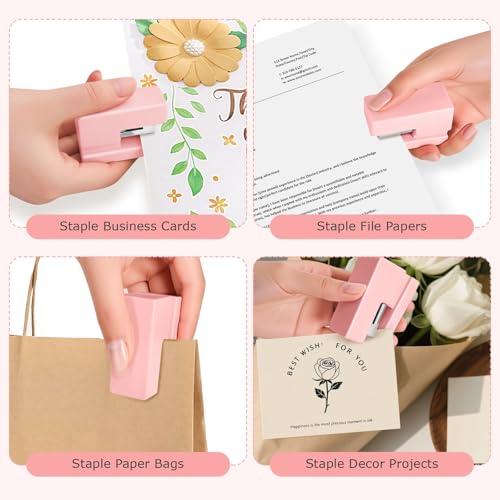Pink Mini Stapler - 25-Sheet Capacity with 830 Staples, Yzkula Variation