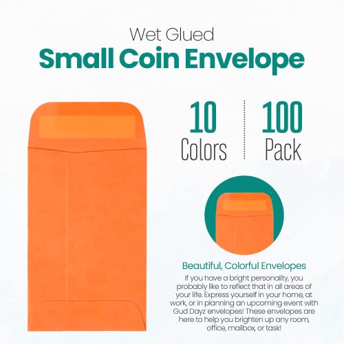 GUD DAYZ 100 Pack Small Kraft Coin Envelopes 2x3 Secure Seal for Coins & Seeds