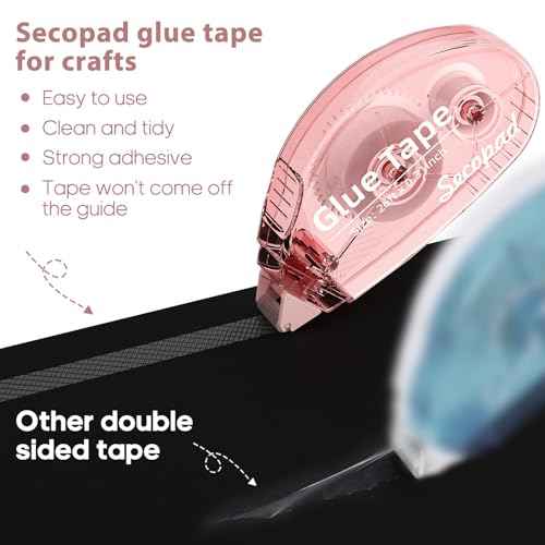 8 Pack Scrapbook Tape, Double Sided Tape for Crafts, Adhesive Glue Runner for Scrapbooking Journaling Supplies, Glue Roller for Kids and Adults School Office Teacher Supplies, 0.3IN x 26FT