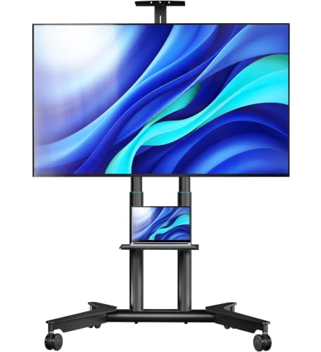 ONKRON TS1571-B Mobile TV Stand on Wheels 32-75in, 110 lbs, Black