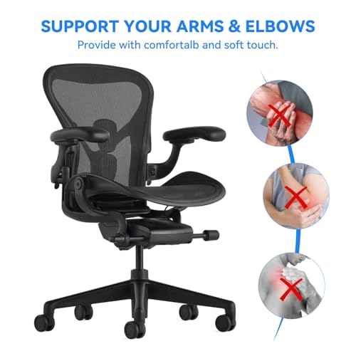 Chair Armrest Replacement Arm Pads Caps for Herman Miller Remastered Aeron Chair ? Compatible with Remastered Version Only, Black 1 Pair(Not for Classic Aeron)