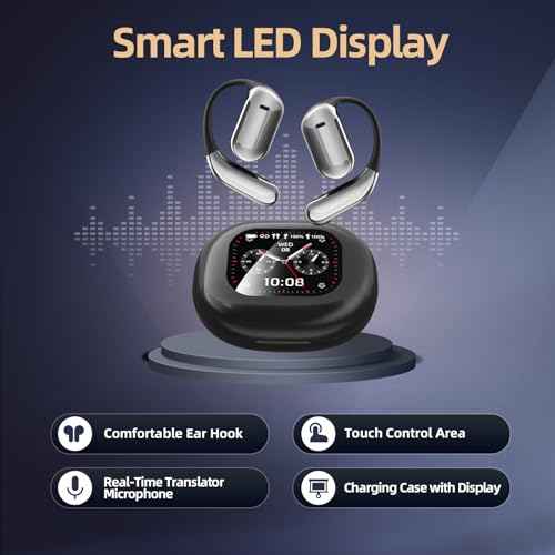 AI Translation Earbuds,Real Time Translator,Supports 144 Languages & Dialects, LCD Touchscreen for Smart Control, Compatible with iOS & Android,Perfect for Travel,Business, International Communication