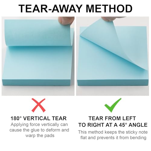 Realzeva 8-Pack 3x3 Self-Sticky Notes Pads - Colorful Repositionable Memo Sheets