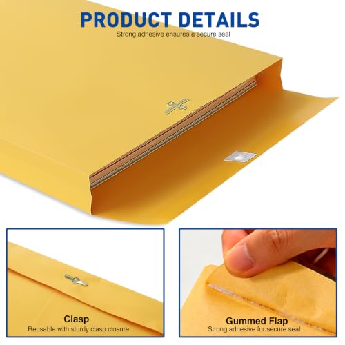 MAXECHO 9x12 Inch Manila Envelopes with Clasp, 20 Pack, Heavyweight Mailing Folders for Business & Office Use