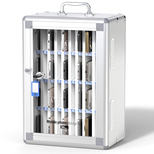 36 Slots Cell Phone Storage Locker for Classroom, Portable with Key