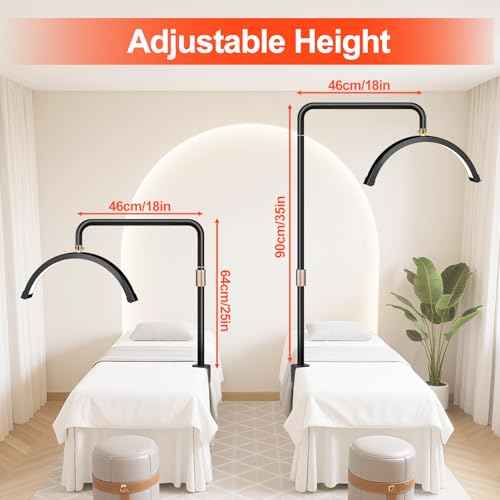 Half Moon Desk Light with Clamp, Touch Lash Lamp Nail Desk Light, Led Tattoo Light for Desk with Phone Holder, Adjustable 3 Color Lights for Lash Tech,Makeup,Photography,Reading,Work,Office (Black)