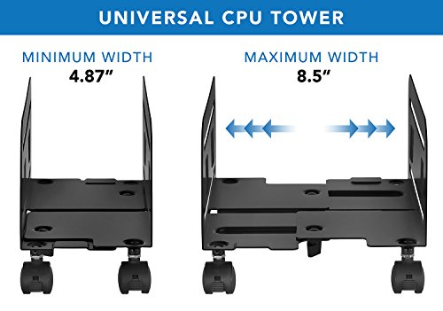 Mount-It Adjustable Heavy-Duty Computer Tower Stand with Lockable Wheels