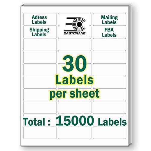 15,000 Printable Mailing Address Labels, White Blank Labels for Laser/Inkjet Printer, Permanent Adhesive