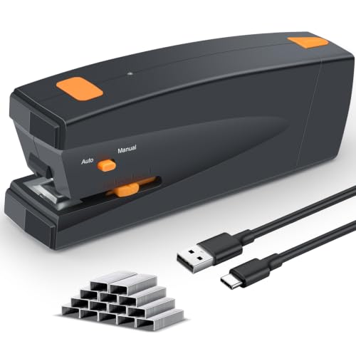 Rechargeable Electric Stapler with 25-Sheet Capacity - Quiet, Jam-Free, USB-C Battery