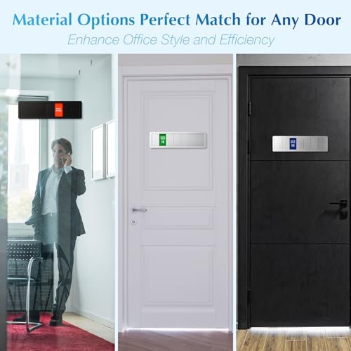EliteSign 7-Status Office Door Sign with Sliding Brushed Silver Icon - Customizable Room Indicator