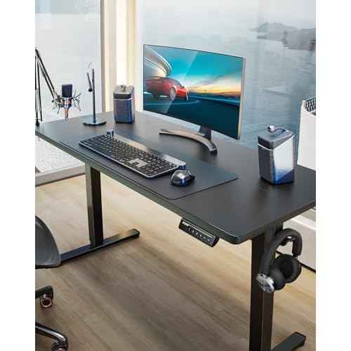 ErGear Electric Standing Desk, 44 x 24 Inches Height Adjustable Stand up Desk, Sit Stand Home Office Desk, with Two-Piece Desktop (Black)