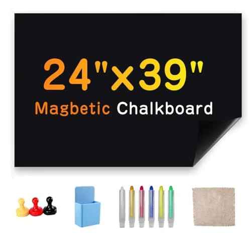 Magnetic Chalkboard Wallpaper Stick and Peel, 24" x 39"Chalk Board Contact Paper with Adhesive on Wall for School, Office, Kitchen Fridge, Drawing