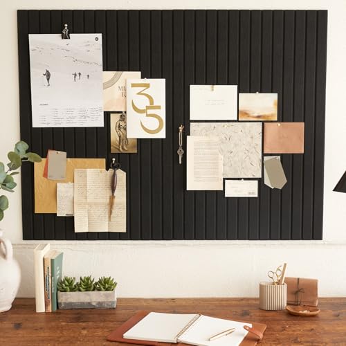 Large Felt Bulletin Board - Stylish Perfectly Sized 35" x 47" Cork Board Alternative for Office & Wall Decor ? 12 Customizable Adhesive Tiles w/Golden Pins are Perfect to Display Your Photos