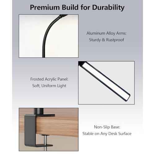 Architect Clamp Lamp - Adjustable LED Desk Light with 3 Color Temperatures, 10 Brightness Levels, Eye-Caring Task Lighting for Office, Studio, Drawing Table