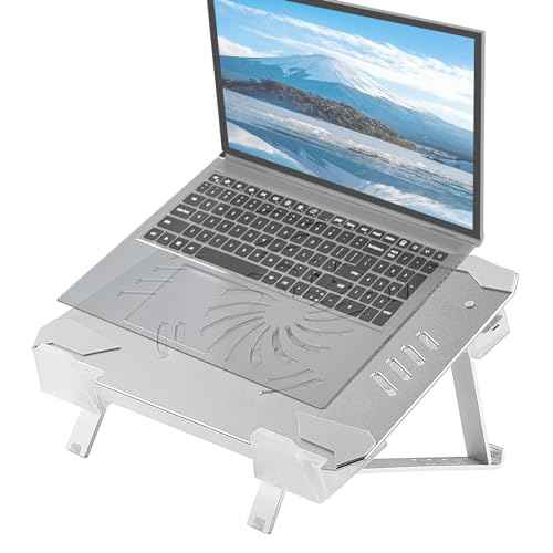 Laptop Cooler LED Light Laptop Stand with fan2 USB Ports, for 14-17inch laptops, Height StandErgonomically Gaming Laptop Cooling pad £¬Silver-3