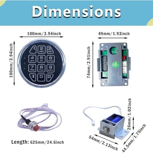 Chrome Electronic Safe Lock Replacement Keypad with Solenoid, Gun Safe Lock with Programmable Electronic Keypad, High-Security Boxes & Cabinets