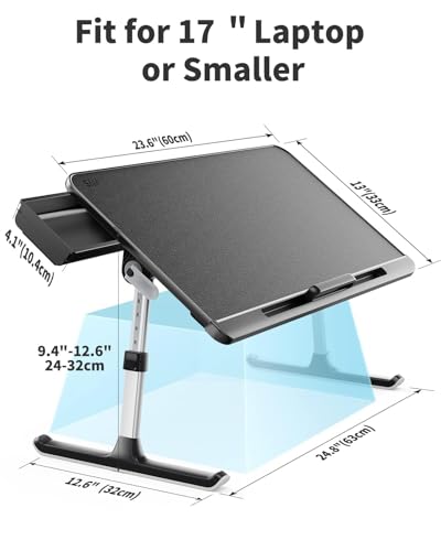 SAIJI Adjustable Laptop Bed Tray Table Dark Black - Foldable, Multi-Use Lap Desk for Couch and Bed