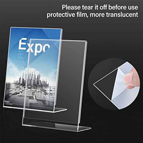 Relx Acrylic Sign Holder 8.5 x 11, Slant Back Acrylic Display Stand, Clear Frames Plastic Sign Holder for Store, Restaurant (12 Pack)