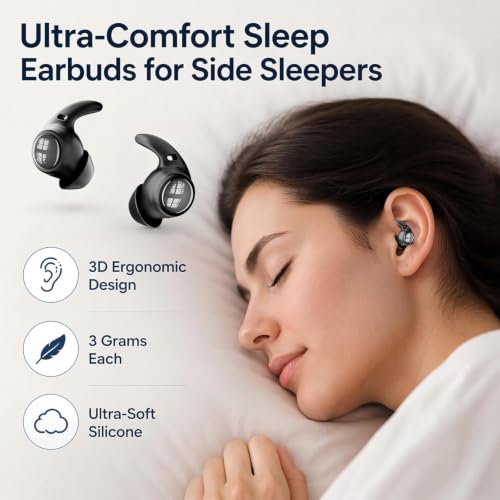 Yworlln Orange NE76 Wireless Bluetooth Earbuds with AI Translation, Sleep-Friendly Design for Side Sleepers & Travel