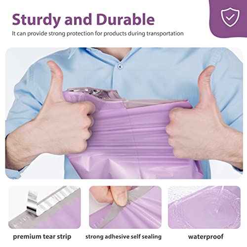 Fuxury Poly Mailers 10x13 Inch 100 Pcs, Heavy Duty Shipping Bags for Clothing, Strong Adhesive Shipping Envelopes for Small Business, Self Seal Mailers Poly Bags Mailing Envelopes Purple