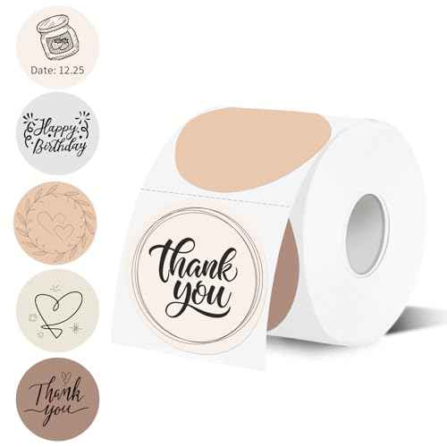 2 Inch Beige Gradient Round Thermal Label Printer Stickers, Self-Adhesive Direct Labels for DIY Logo Design, Name Tag (500 Labels/1 Roll)