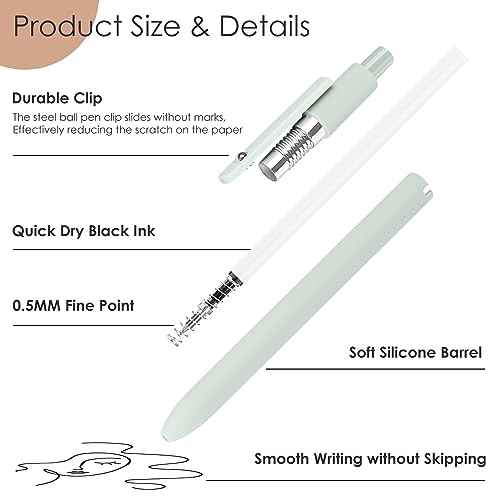 Hapikalor Gel Pens, 6 Pcs 0.5mm Quick Dry Black Ink Pens Fine Point Smooth Writing Pens, Cute Gifts for Women Stocking Stuffers for Teen Girls
