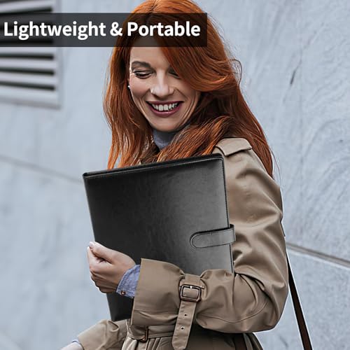 Black Faux Leather Padfolio with Clipboard & Organizer - Professional Portfolio Binder