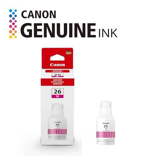 Canon GI-26 Genuine Pigment Magenta Ink Bottle, Compatible with MegaTank GX7120, GX6120, GX5120, GX6020, GX7020, GX6021, GX7021, GX5020, GX4020, and GX3020 Printers