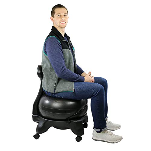 CanDo 22" Ball Chair – Inflatable Ergonomic Active Seating with Air Pump, Black