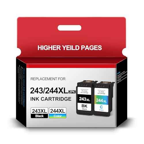 243XL and 244XL Combo Pack Ink Cartridge for Canon Printer Ink PG-243 CL-244 for Canon PG243 CL244 XL Compatible for TS3122 MX492 MG2522 MG2922 MG2420 TR4520 Printer (1 Black 1 Color)