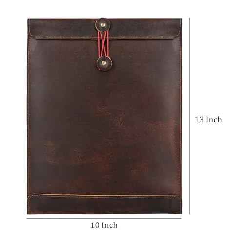 Leather Document Holder Mailing Envelope,Office & Work Resume Sales Portfolio Binder Folder-Interview/Legal Document Organizer Handmade (12.5 inches) (Bourbon Brown)